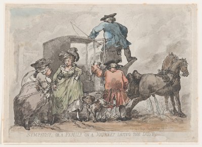 Simpatia, ou uma família em uma jornada colocando o pó, 12 de julho de 1784., 12 de julho de 1784. de Thomas Rowlandson