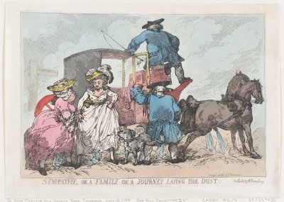 Simpatia, ou uma família em uma jornada colocando o pó, 12 de julho de 1784., 12 de julho de 1784. de Thomas Rowlandson