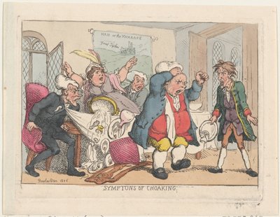 Sintomas de Choaking, 1806 pub. 25 de agosto de 1808., 1806 pub. 25 de agosto de 1808. de Thomas Rowlandson