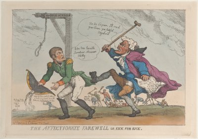 A despedida carinhosa, ou chute por chute, 17 de abril de 1814., 17 de abril de 1814. de Thomas Rowlandson
