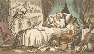 A Última Vontade e Testamento do Antiquário A Dança Inglesa da Morte, placa 2, Ap..., 1º de abril de 1814. de Thomas Rowlandson