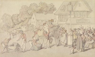 A chegada de um pelotão da milícia a uma estalagem de Thomas Rowlandson
