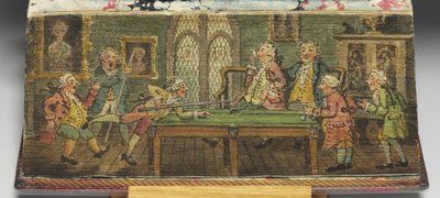 "O Livro da Oração Comum", detalhe de uma pintura anterior de "Um Jogo de Bilhar", 1772 de Thomas Rowlandson