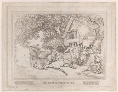 O cavalo de carroça da vida de um cavalo de corrida, ou The High-Mettled Racer, 20 de julho..., 20 de julho de 1789 de Thomas Rowlandson
