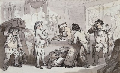 O escritório de reservas de treinadores: Thomas Rowlandson e Henry Wigstead Booking Your Passage, de Thomas Rowlandson