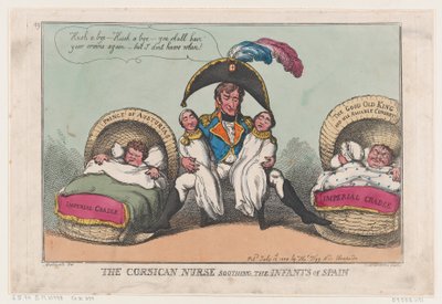 A enfermeira corsa acalmando os bebês da Espanha, 12 de julho de 1808., 12 de julho de 1808. de Thomas Rowlandson