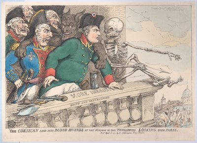 The Corsican and His Bloodhounds at the Window of the Thuilleries Looking Over P..., 16 de Abril de 1815. de Thomas Rowlandson