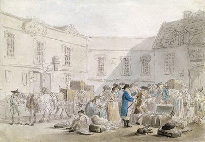 A Alfândega de Boulogne (wc com caneta e tinta cinza sobre lápis sobre papel) de Thomas Rowlandson