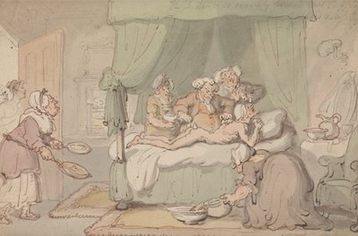 «O médico apresenta contusões tão graves que se considera necessário recorrer à terapia de ventosas» de Thomas Rowlandson