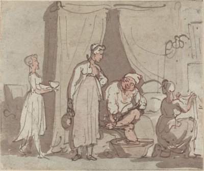 O Banho de Pés (Secagem) de Thomas Rowlandson
