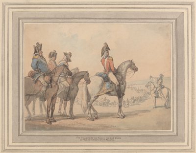 Os Guardas na Marcha da Campanha do Duque de York em França de Thomas Rowlandson