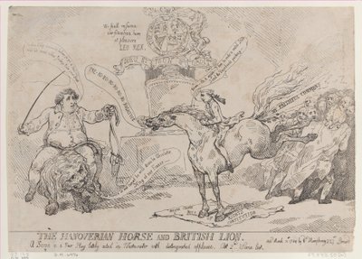 O cavalo hanoveriano e o leão britânico, 31 de março de 1784., 31 de março de 1784. de Thomas Rowlandson