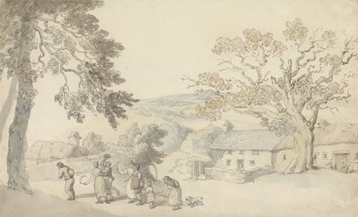 The Harvesters (caneta e tinta ew - c sobre o lápis no papel) de Thomas Rowlandson