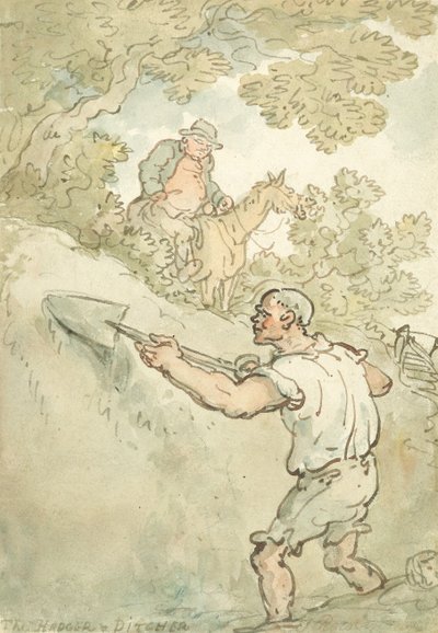 The Hedger and Ditcher (caneta e tinta e aquarela sobre papel) de Thomas Rowlandson