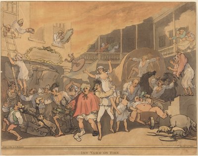 O Pátio da Pousada em Chamas de Thomas Rowlandson