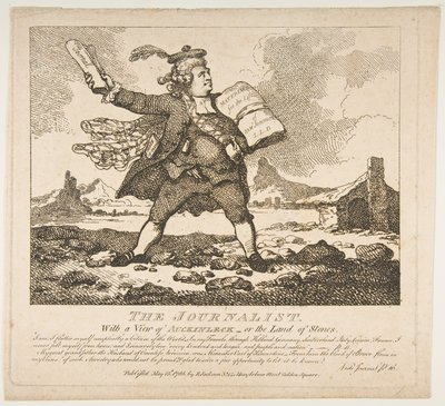 O jornalista, com vista para Auckinleck - ou a pitoresca terra de pedras ..., 15 de maio de 1786. de Thomas Rowlandson