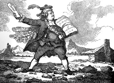 O jornalista com uma visão de Auchinleck ou The Land of Stones, c 1786. de Thomas Rowlandson