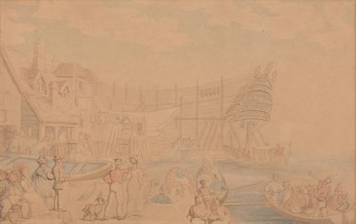 O lançamento de um navio de Thomas Rowlandson