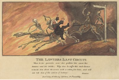 The Lawyers Last Circuit, publicado em 1802. de Thomas Rowlandson