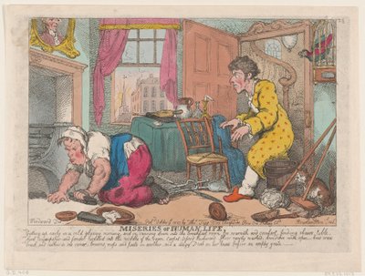 As misérias da vida humana: levantar cedo em uma manhã fria e sombria... antes..., 9 de outubro de 1807. de Thomas Rowlandson