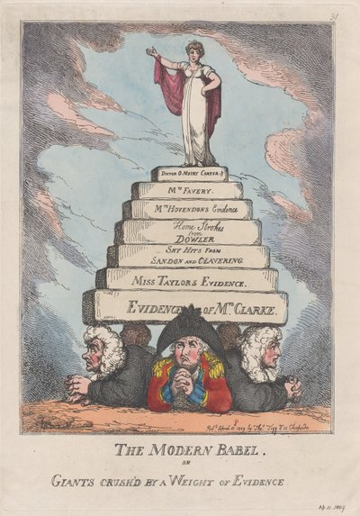 A Babel moderna, ou gigantes esmagados por um peso de evidência, 11 de abril de 1809., 11 de abril de 1809. de Thomas Rowlandson