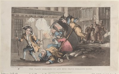The Party Breaking Up, e Quae Genus Breaking Down, de The History of John..., 1 de dezembro de 1821. de Thomas Rowlandson