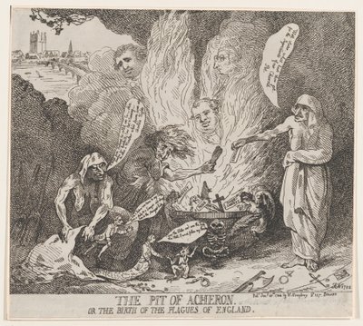 O Poço de Acheron ou O Nascimento das Pragas da Inglaterra, 28 de janeiro de 1784., 28 de janeiro de 1784. de Thomas Rowlandson