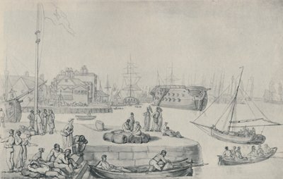 O cais, docas de Blackwall, 1810, 1920 de Thomas Rowlandson