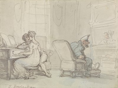 The Reflection (caneta e tinta com w - c no papel) de Thomas Rowlandson