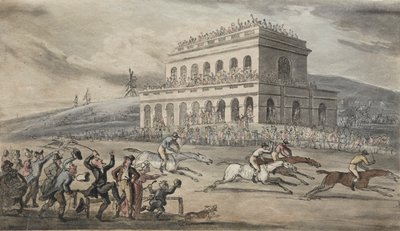 O Rev. Dr. Sintaxe perde seu dinheiro na pista de corrida em York. de Thomas Rowlandson