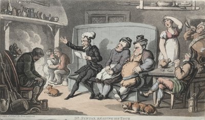O Rev. Dr. Sintaxe Lendo seu Tour. de Thomas Rowlandson