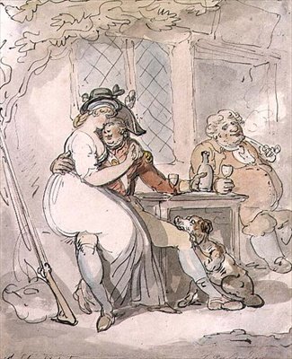 A saída do Soldado (caneta e tinta, aguarela) de Thomas Rowlandson
