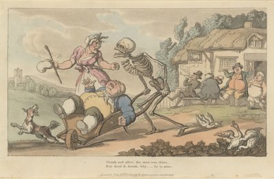 The Sot A Dança Inglesa da Morte, placa 12, julho de 1814. de Thomas Rowlandson