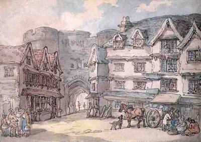 O Portão Sul, Exeter (caneta, aguarela e lápis sobre papel) de Thomas Rowlandson