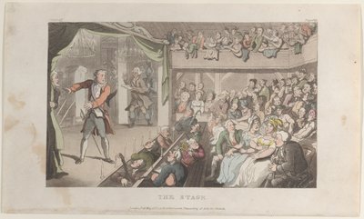 O palco. George Primrose como Horatio, de The Vicar of Wakefield, 1º de maio de 1817., 1º de maio de 1817. de Thomas Rowlandson