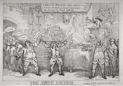 "O Leilão Estatal", 1784 de Thomas Rowlandson