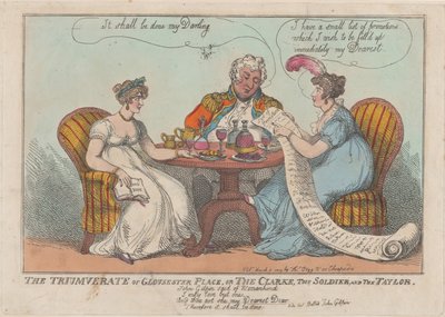 O Triunvirato de Gloucester Place, ou The Clarke, The Soldier, and The Taylor, 1809., 1809. de Thomas Rowlandson