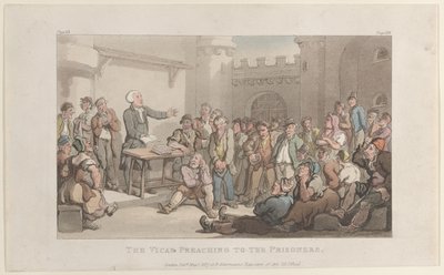 O Vigário Pregando aos Prisioneiros, de The Vicar of Wakefield, 1º de maio de 1817., 1º de maio de 1817. de Thomas Rowlandson