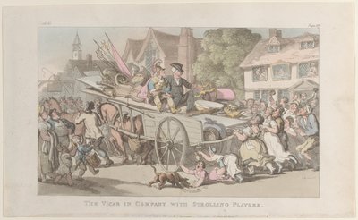 O Vigário em companhia de Strolling Players, do The Vicar of Wakefield, 1º de maio de ..., 1º de maio de 1817. de Thomas Rowlandson