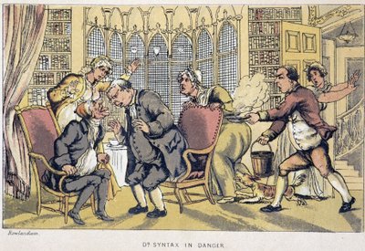 A consulta - em "As três viagens do Doutor Sintaxe: em busca do consolo pitoresco e de uma esposa" de William Combe, doente. Rowlandson de Thomas Rowlandson