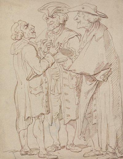 Três figuras de homens a falar em tamanho real de Thomas Rowlandson