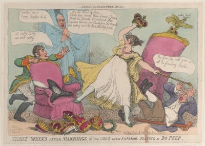 Três Semanas Após o Casamento, ou o Grande Imperador Pequeno Brincando no Bo-Peep, 15 de Maio..., 15 de Maio de 1810. de Thomas Rowlandson