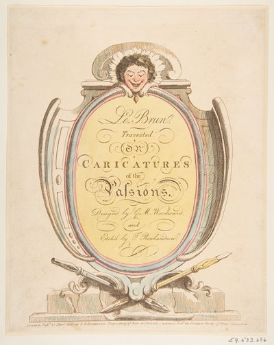 Página de título: Le Brun Travested, ou Caricaturas das Paixões, 21 de janeiro de 1800. de Thomas Rowlandson