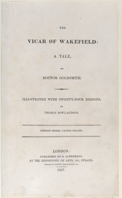 Página de rosto, de The Vicar of Wakefield, 1817., 1817. de Thomas Rowlandson