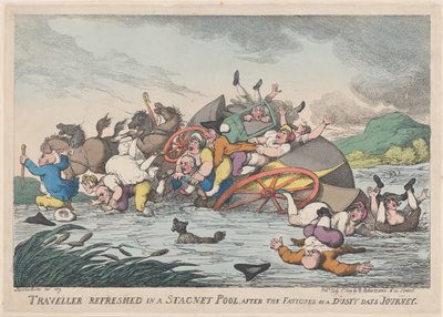Viajante refrescado em uma piscina Stagnet [sic], após as fadigas de um empoeirado..., 1º de fevereiro de 1809. de Thomas Rowlandson