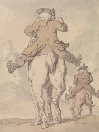 Dois homens a cavalo, vistos de costas de Thomas Rowlandson