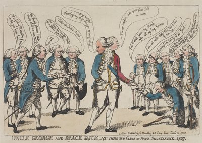 O tio George e o Black Dick no seu novo jogo de «Naval Shuttlecock» de Thomas Rowlandson