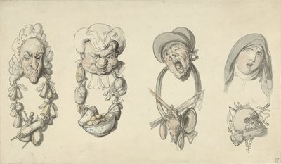 Quatro cabeças caricaturais de Thomas Rowlandson