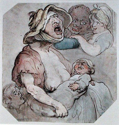 Wet Nurse Interrupted (aguarela sobre papel) de Thomas Rowlandson