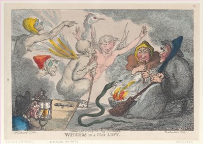 Bruxas em um Hay Loft, 29 de abril de 1807., 29 de abril de 1807. de Thomas Rowlandson